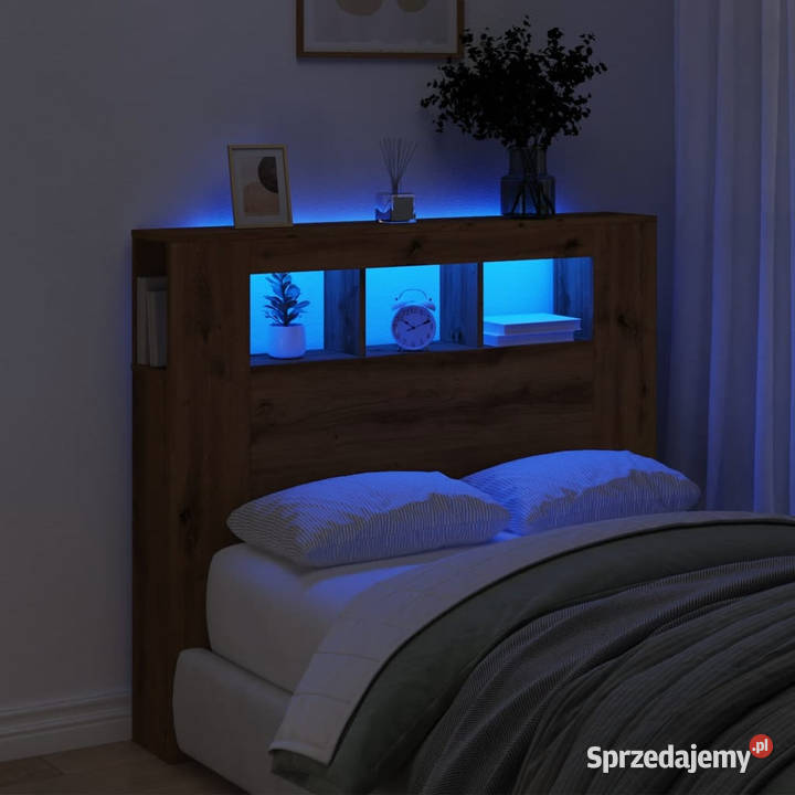 Wezgłowie łóżka z LED dąb artisan 120x185x1035