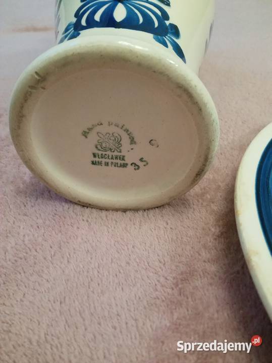 Porcelanowy ręcznie zdobiony ozdobny sygnowany