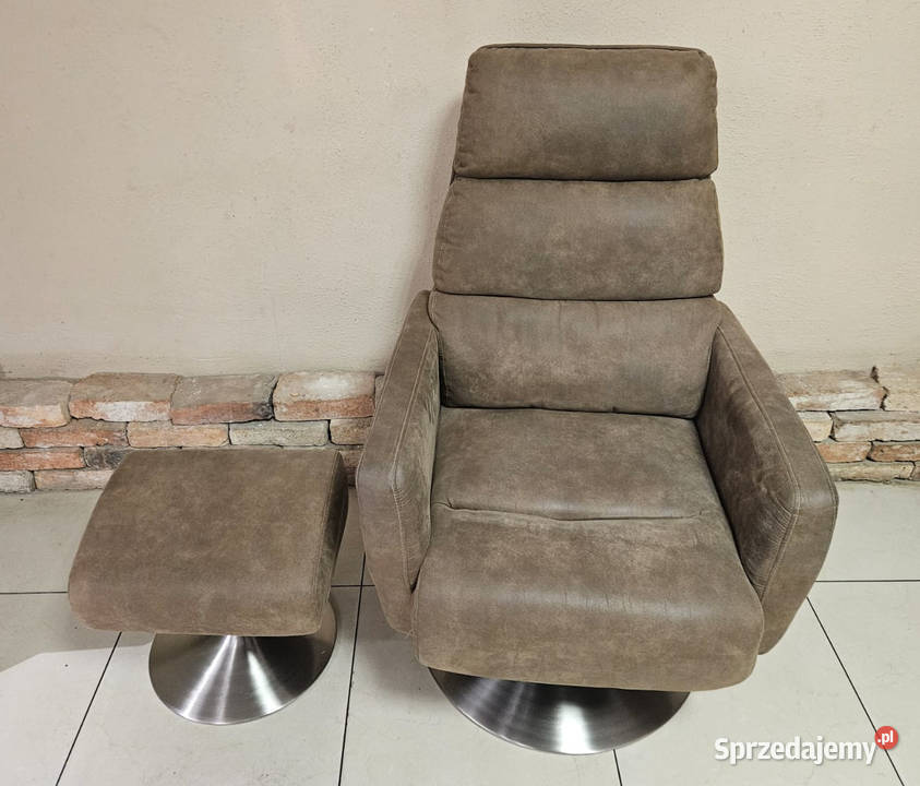 Fotel obrotowy z podnóżkiem WYGODNY tapicerka