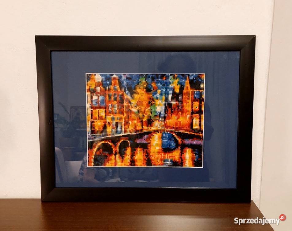 Obraz Nocne miasto ręcznie wykonany w ramie sprzedam