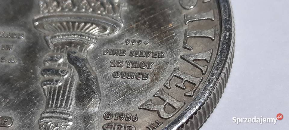 MEDAL 1986 LIBERTY 12 OZ AG 999 z ramką Warszawa