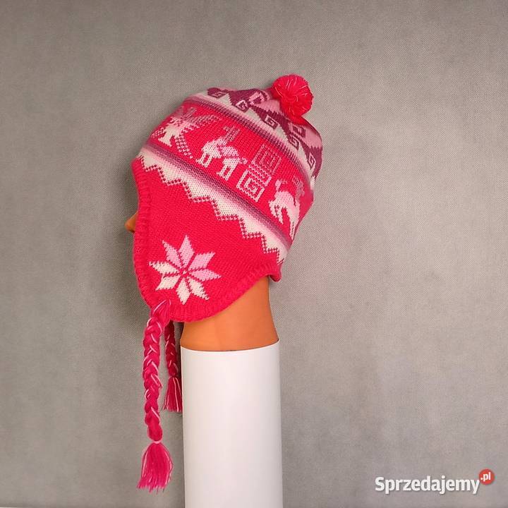 Ciepła Czapka Wełna Alpaki Polar z Peru Handmade