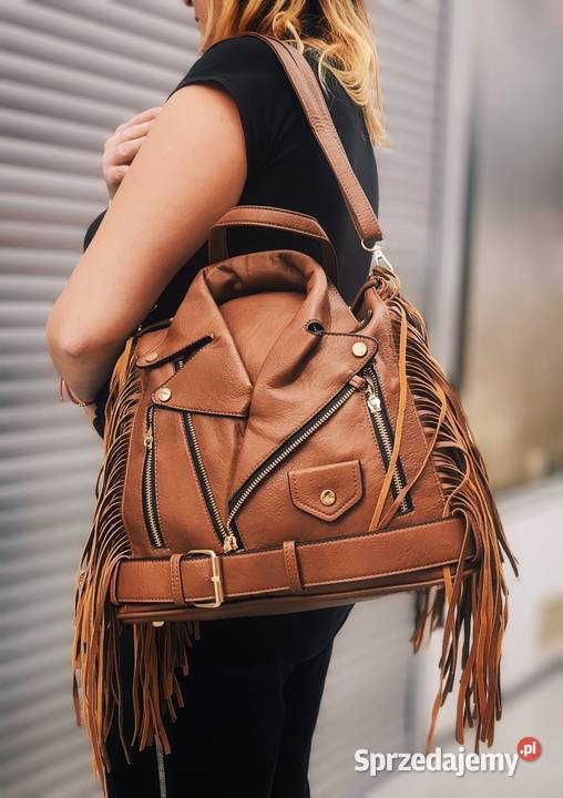 Torebka Plecak 2w1 Damski Boho Ramoneska z brązowy/beżowy Kraków