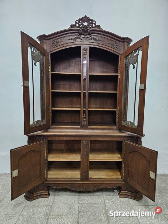 Stara dębowa witryna Ludwikowska Biblioteczka Nowy Sącz