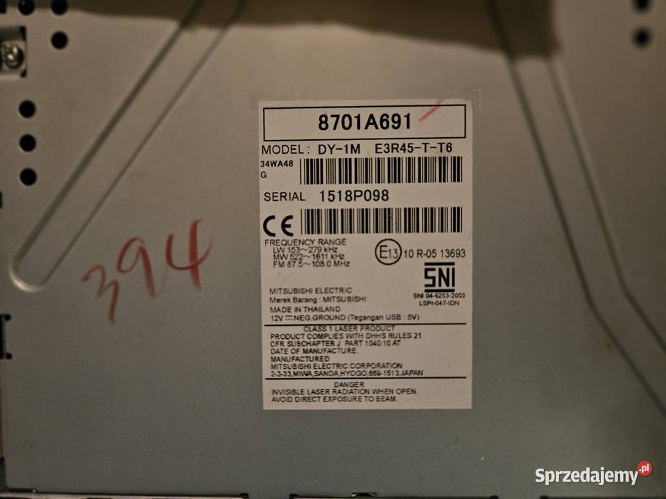 Radio cd mitsubishi 8701A691 DY1M Sosnowiec