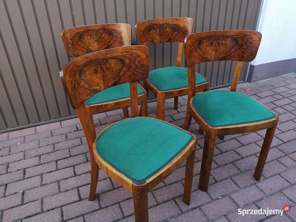 Krzesła ARTDECO Orzech Stare Antyk Komplet 4 Swarzędz