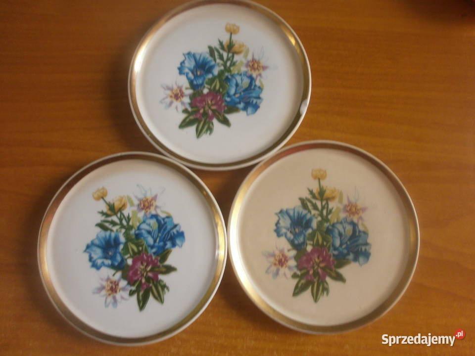 3 małe talerzyki kwiatki porcelana Zielona Góra