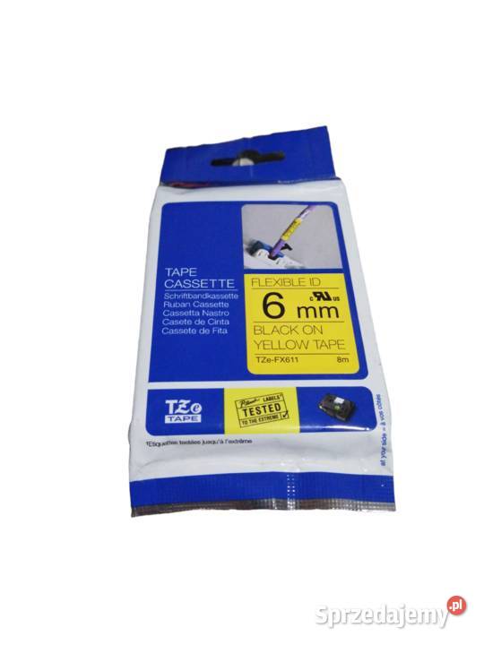 Brother TZEFX611 TZEFX611 6mm czarne na żółtym Zawiercie