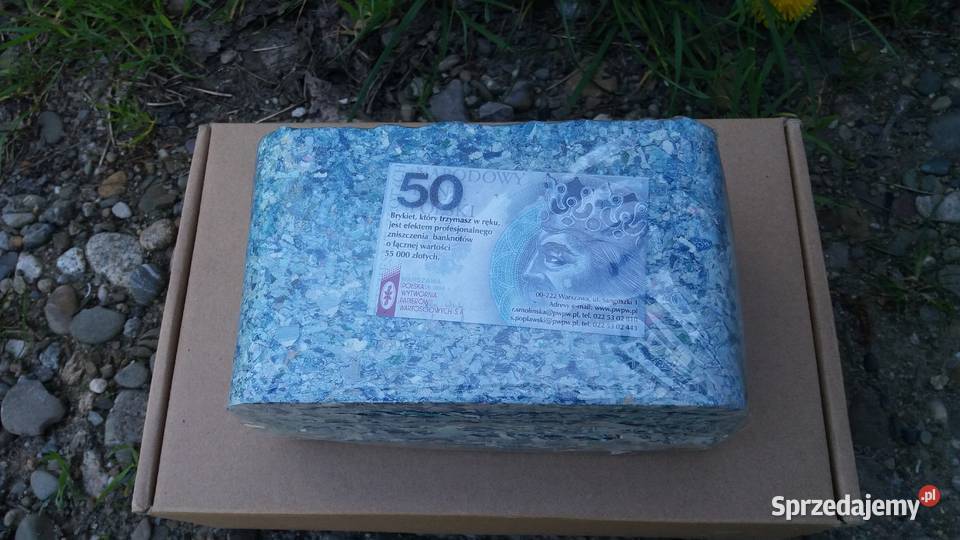 Brykiet z banknotów 50 zniszczone 55000 Tarnów