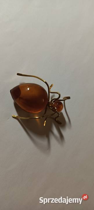 Broszka Bursztyn Pająk vintage Białystok sprzedam