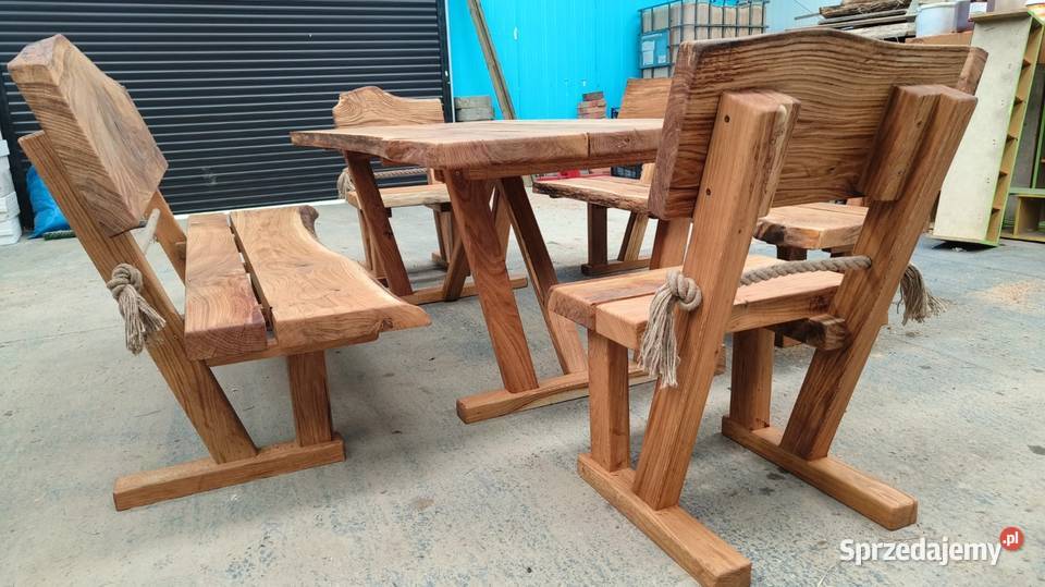 Meble ogrodowe tarasowe dąb biesiadne masywne Starachowice