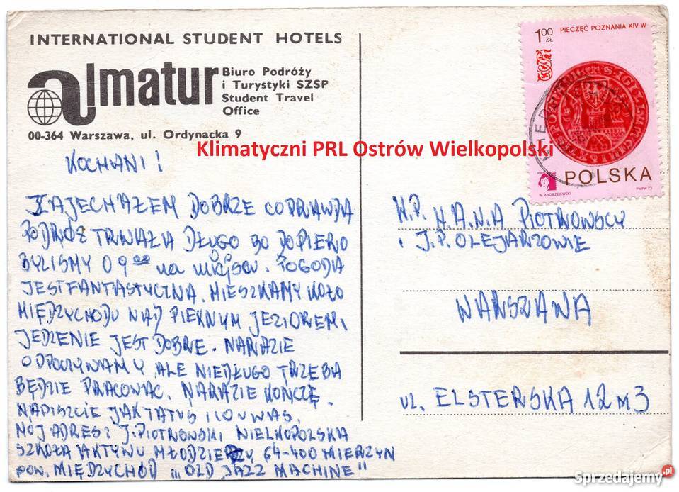 Międzychód Mierzyn Almatur stara pocztówka Pocztówki i karty telefoniczne Bielsko-Biała