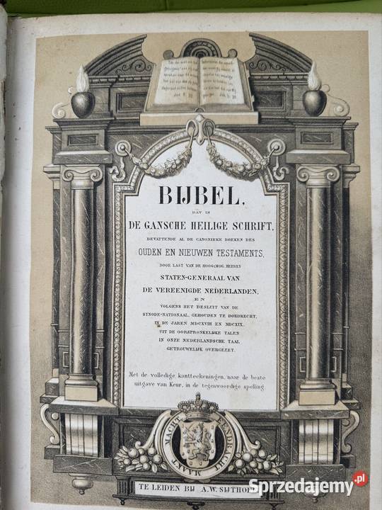 Stara Biblia w języku holenderskim antyk Długopole-Zdrój