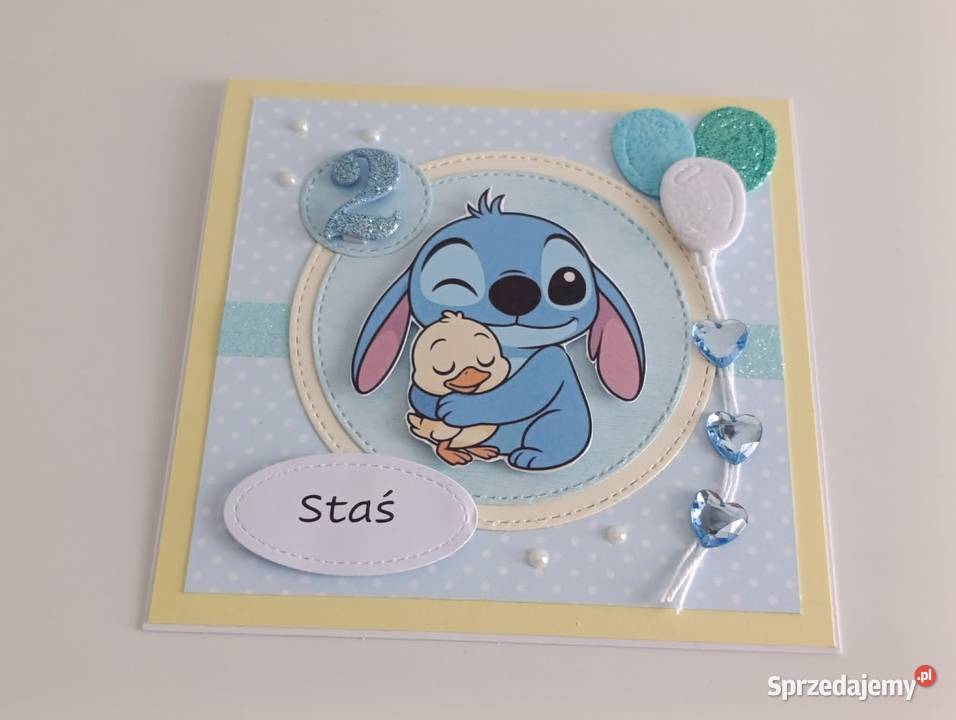 Kartka na urodziny roczek Stitch z Łódź