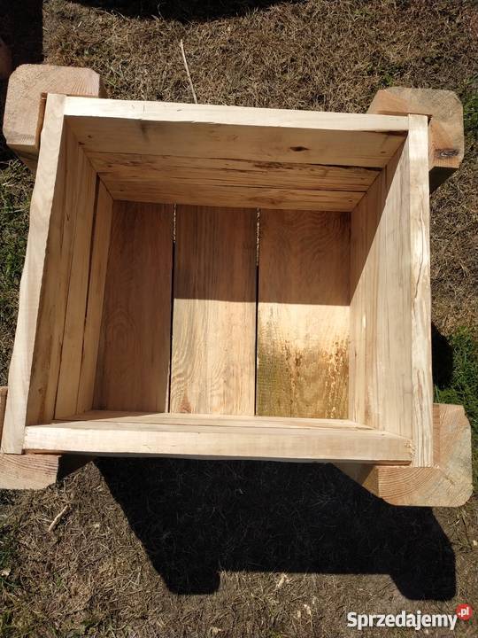 2 Dwie Donice drewniane na kwiaty surowe drewno Meble ogrodowe Łuków