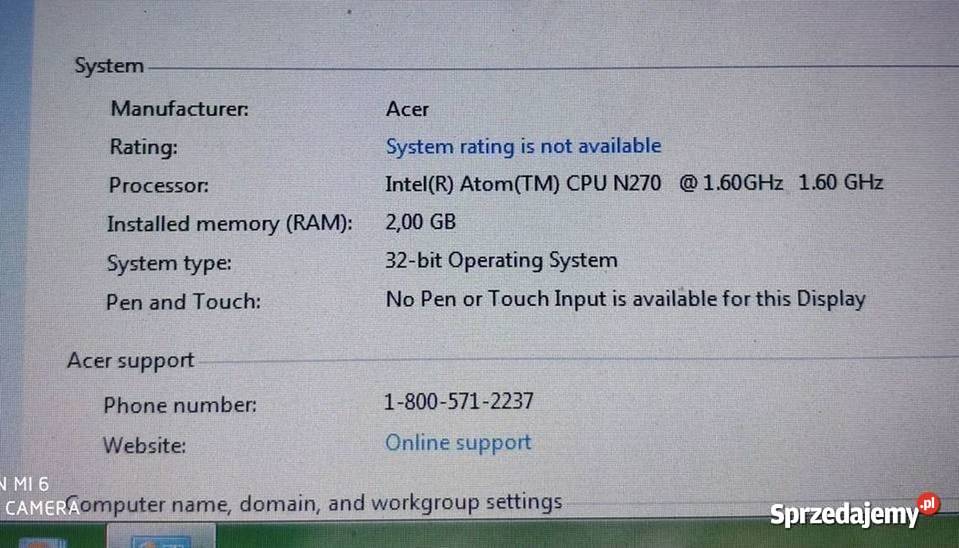 Acer Aspire one Kamera WIFI Do szkoły i pracy Ciechocinek