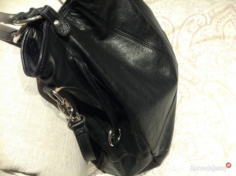 Worek Torebka Skórzana Damska Czarna Skóra Nowa Sól