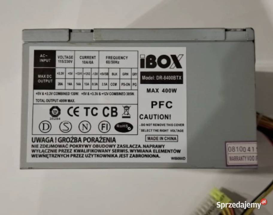 Zasilacze komputerowy iBox DR8400BTX 400W 400W Obudowy i zasilanie mazowieckie Pruszków