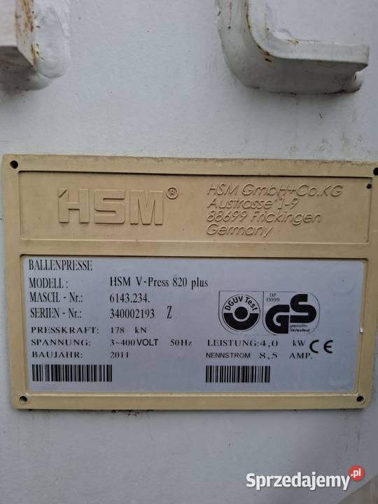 Belownica prasa do foli kartonów makulatury łódzkie