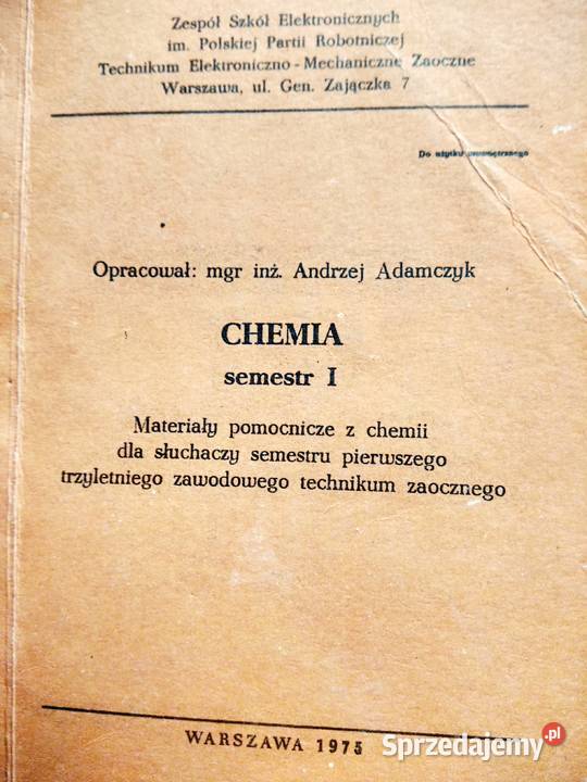 Chemia książki używane antykwariaty szkolne Warszawa sprzedam