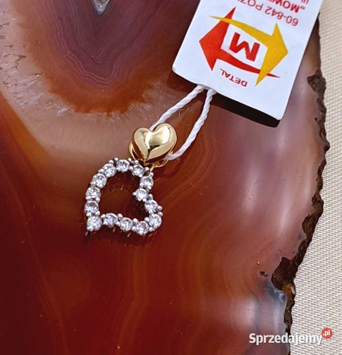 20 Wisiorek Złoty 585 Serce z kamieniami Z1127 Pozostałe