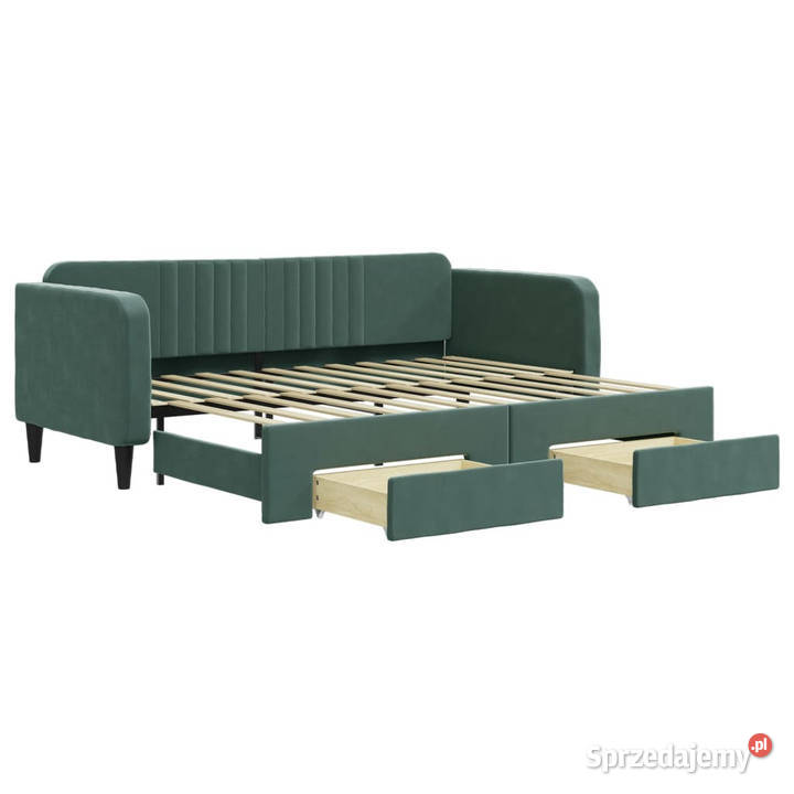 Sofa rozsuwana z szufladami ciemnozielona 223cm mazowieckie Warszawa