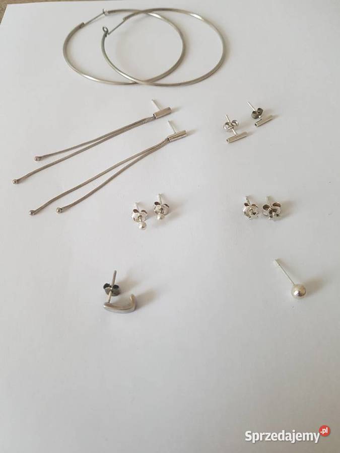 Kolczyki 5 srebrne i posrebrzane Nowy Sącz