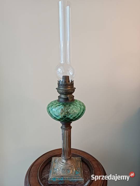 Lampa naftowa kolumnowa mosiądz Francja XIX w.