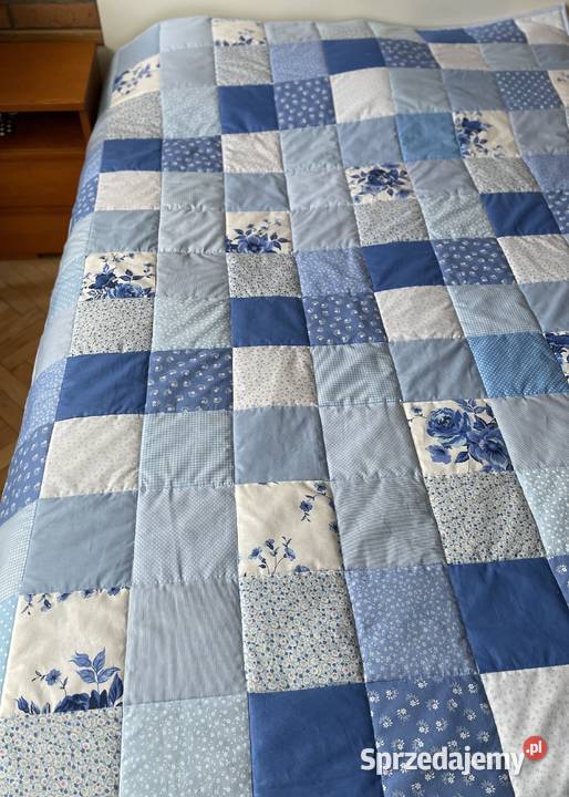 Narzuta patchwork 150x205 Błękitna