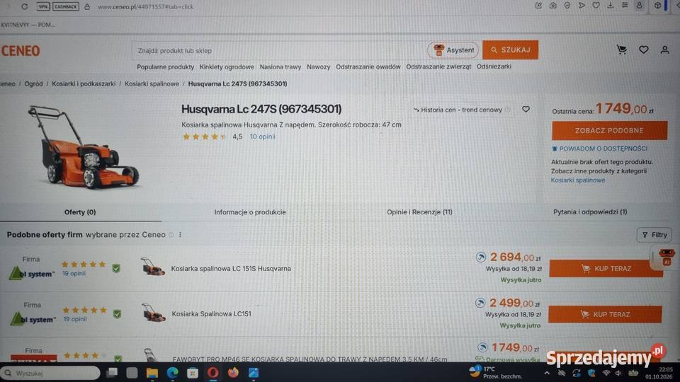 Kosiarka Spalinowa Husqvarna LC247S z napędem