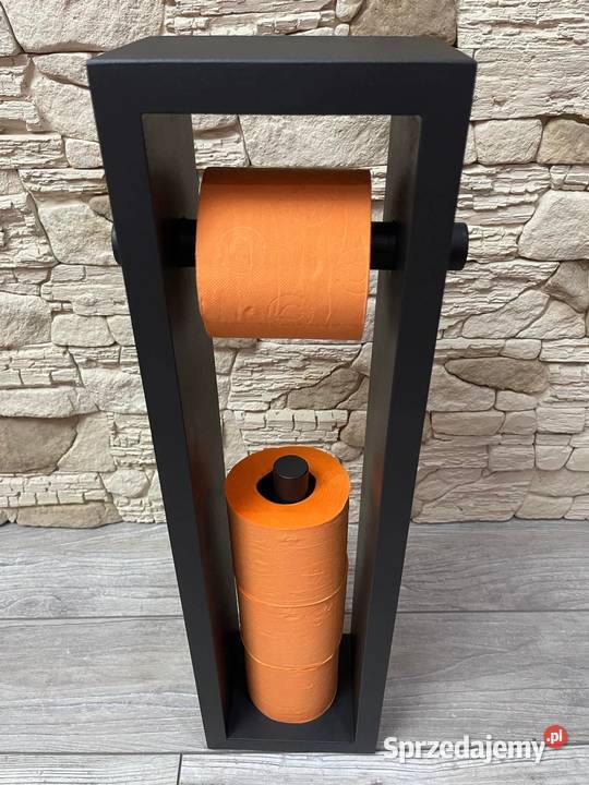 Stojak drewniany na papier toaletowy czarny i podkarpackie