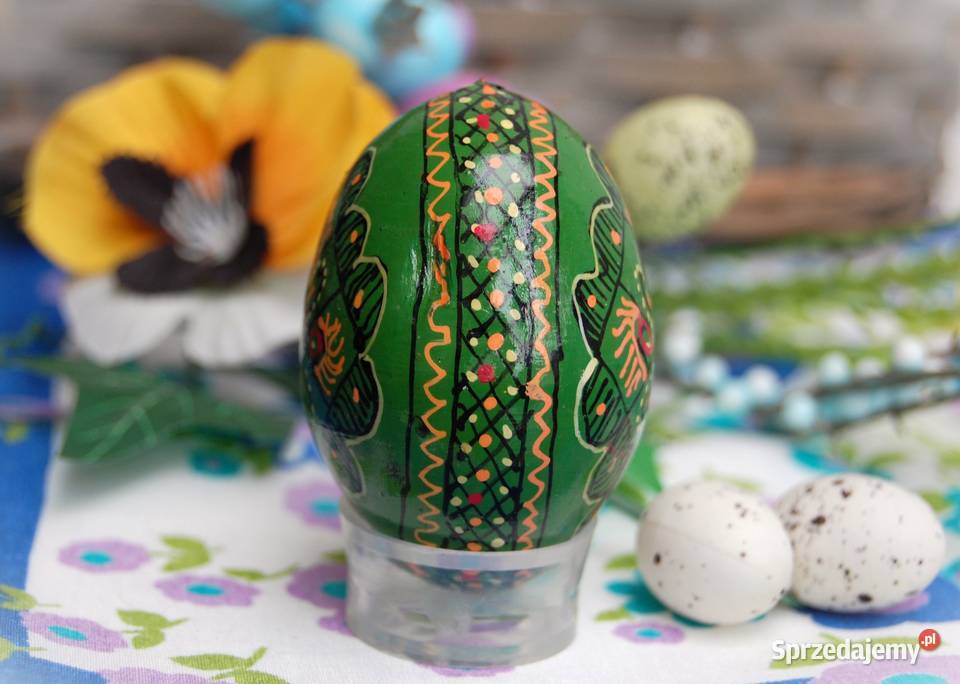 Stara pisanka drewniana ręcznie malowana Ukraina Lublin