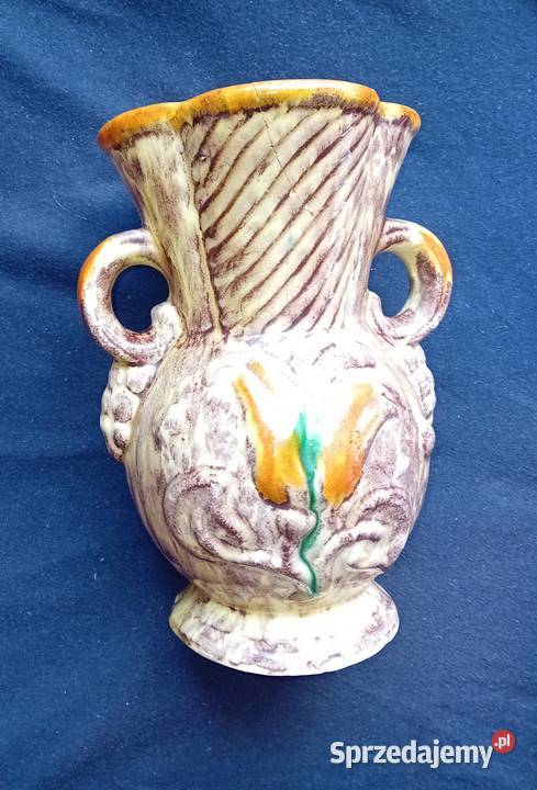 Wazon amfora ceramika z polewą uranową Jasba Koźminek