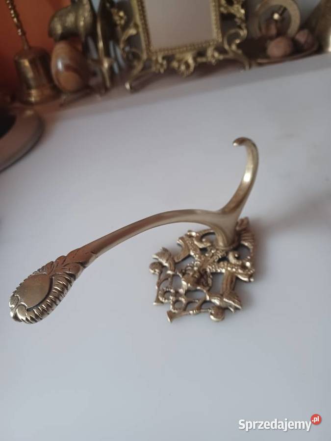 Piękny masywny mosiężny wieszak Poznań
