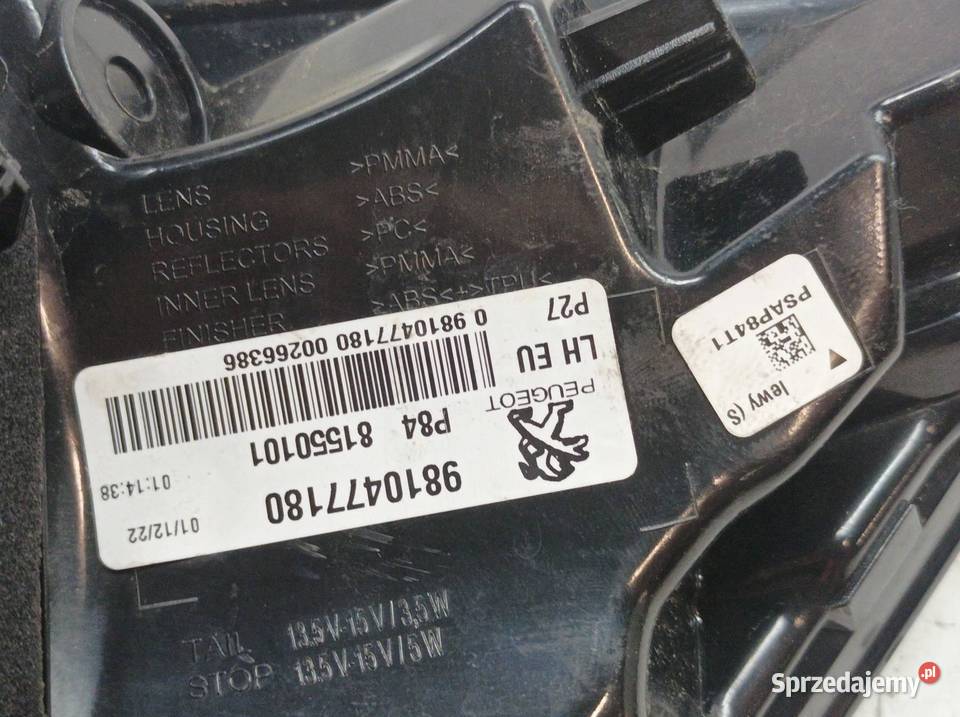 LAMPA TYŁ LEWA EUROPA 9810477180 Peugeot 3008 II sprzedam