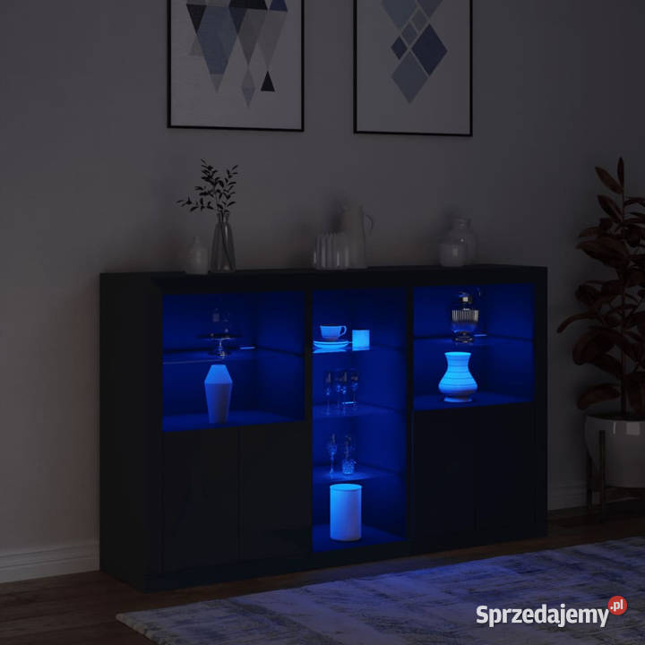 Szafka z oświetleniem LED czarna 162x37x100 Warszawa