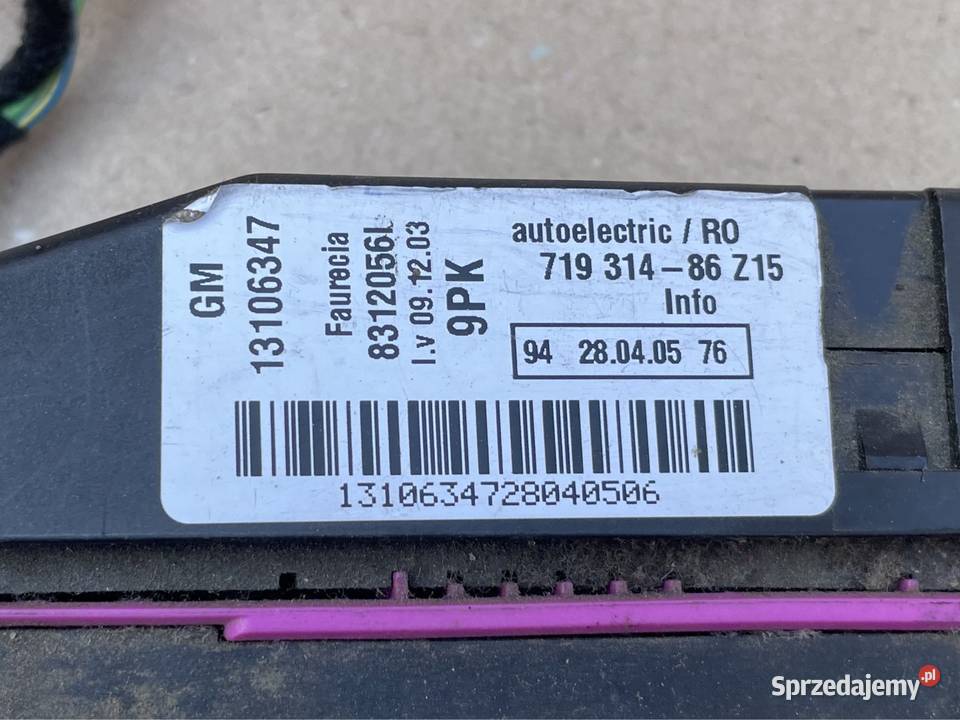 13106347 wiązka fotela lewy przód Opel vectra c