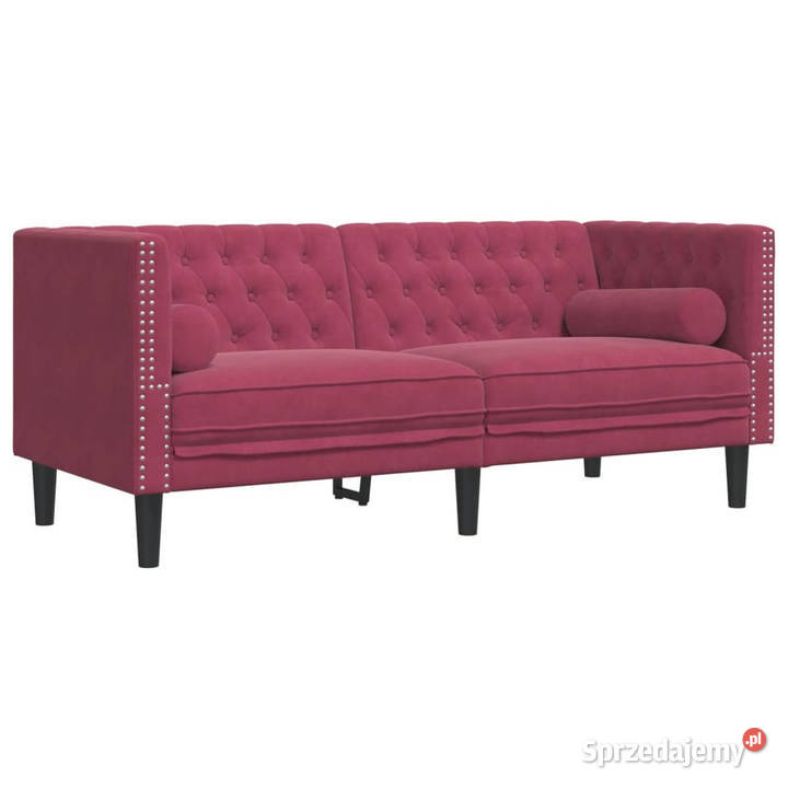 2cz wypoczynek Chesterfield z wałkami bordowy sprzedam