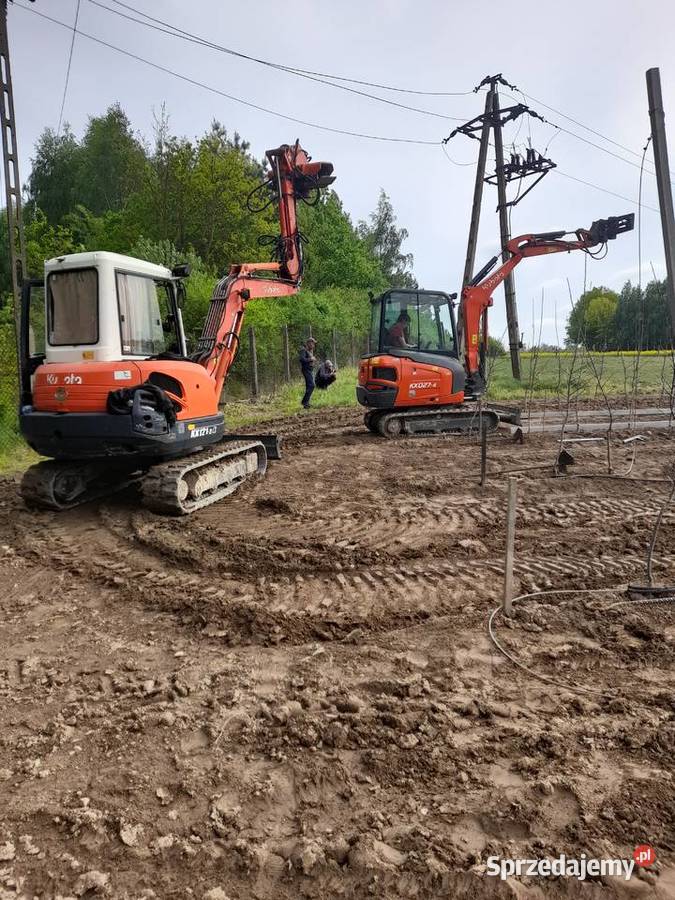 Nawodnienie drenarska wykopy lińowe łańcuchówką Widok