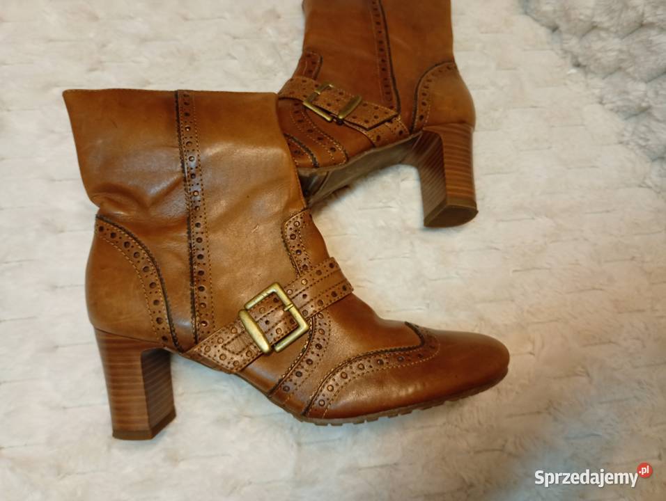 38 Real Leather brązowe Skórzane Botki inna Półbuty Kraków