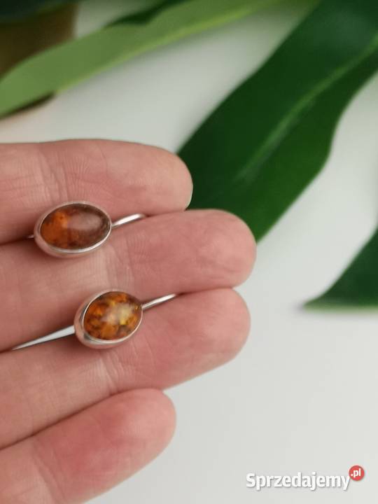 kolczyki z bursztynem srebrne Toruń