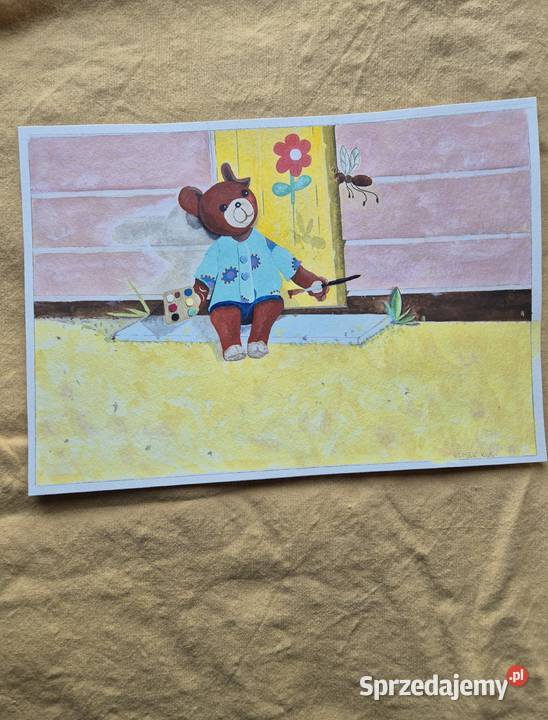 Miś Uszatek akwarela artysty piękna na prezent Brzesko