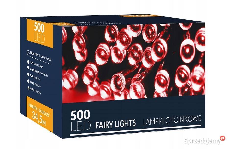 LAMPKI 500 LED NA CHOINKĘ ZEWWEW 345m CZERWONE śląskie Katowice