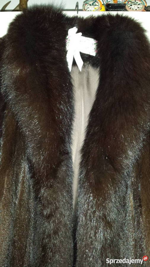 Piekny Dlugi Plaszcz Futro Z Norek Nowy Skóra naturalna  Kruszwica