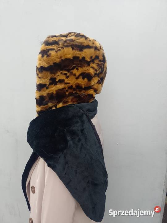 Handmade Futrzany kaptur z szalem z Madrytu Kraków