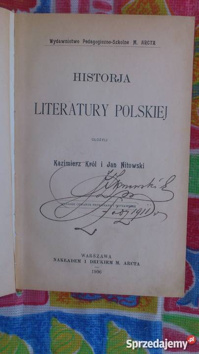 Historia literatury polskiej wyd1906r Rok wydania 1906 Łódź