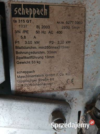 PIŁA STOŁOWA SCHEPPACH ts 315 GT Narzędzia łódzkie Wieluń