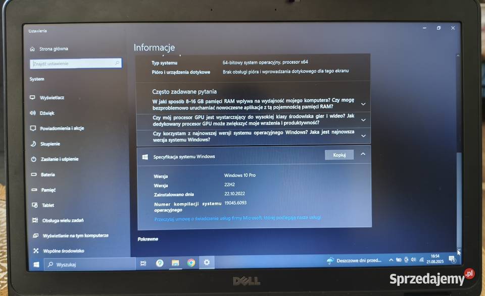 Dell Laptop Latitude E6540 komputer Win 10 PRO Laskowa sprzedam