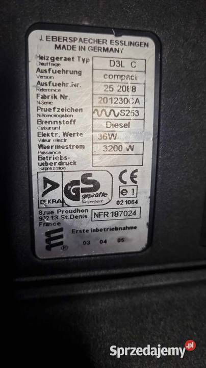 Ogrzewanie postojowe Eberspacher D3LC compact Pleszew