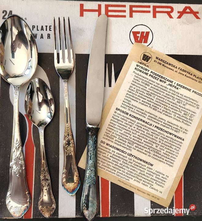 HEFRA komplet sztućców posrebrzanych model Łuków Śląski